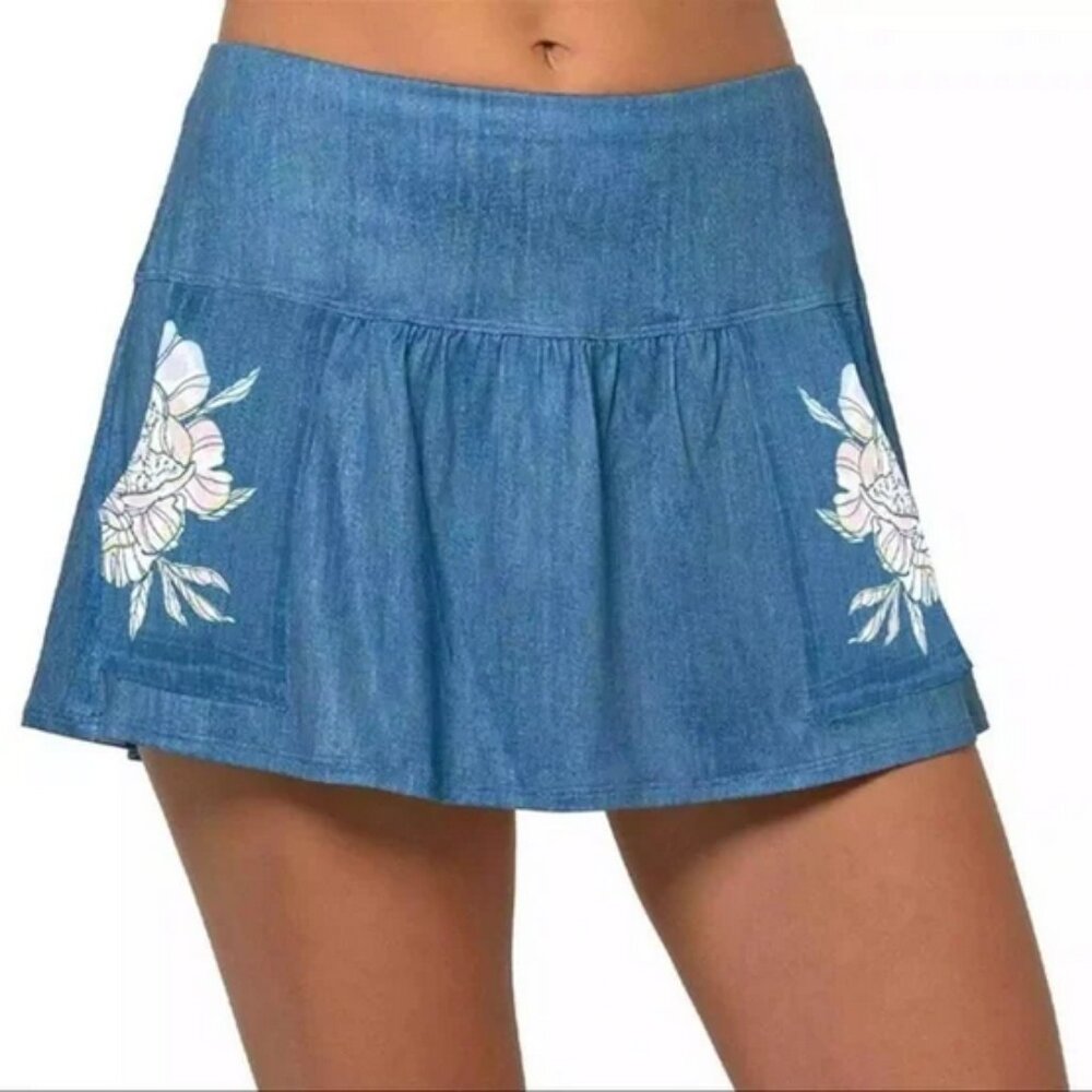 Lucky in Love Rosy Denim Pocket Skort NWT